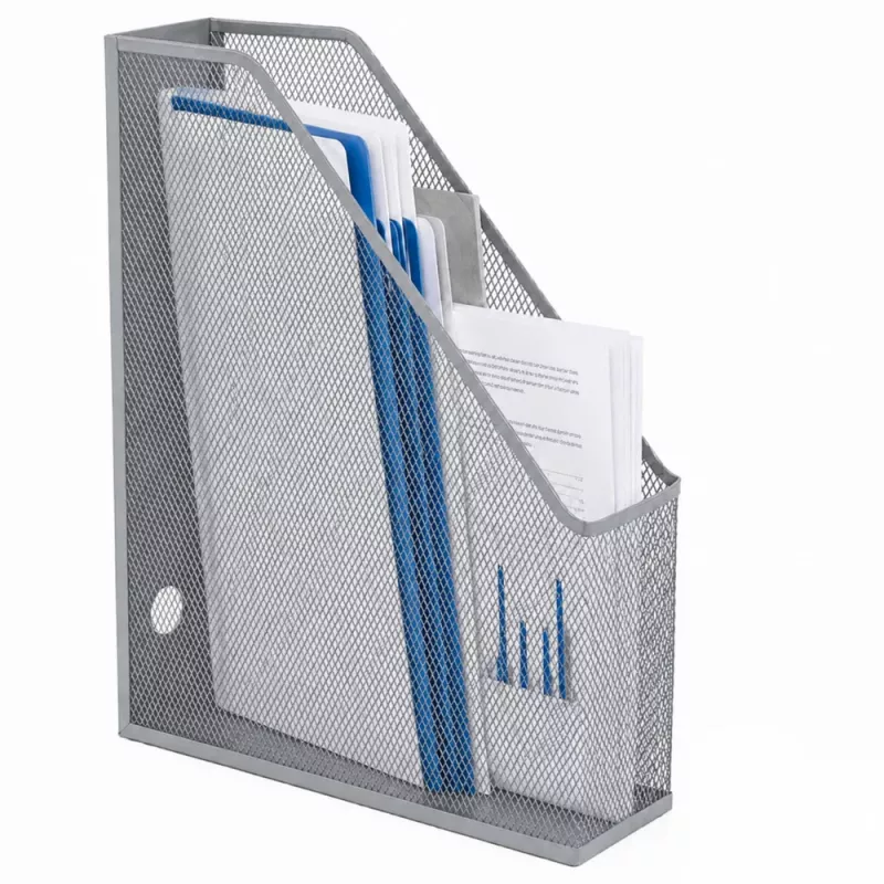 LEAN soporte organizador de oficina metálico para documentos y carpetas, vertical, plateado, A4