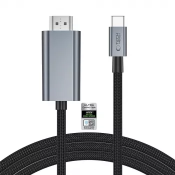 TECH-PROTECT ULTRABOOST cable USB-C a HDMI 2.1 8K 60Hz 200cm gris hierro
