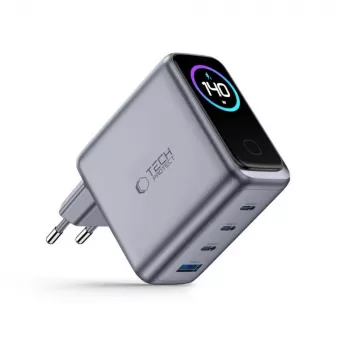 TECH-PROTECT POWERVISION NC140W-GaN cargador de 4 puertos PD 140W / QC3.0 gris oscuro