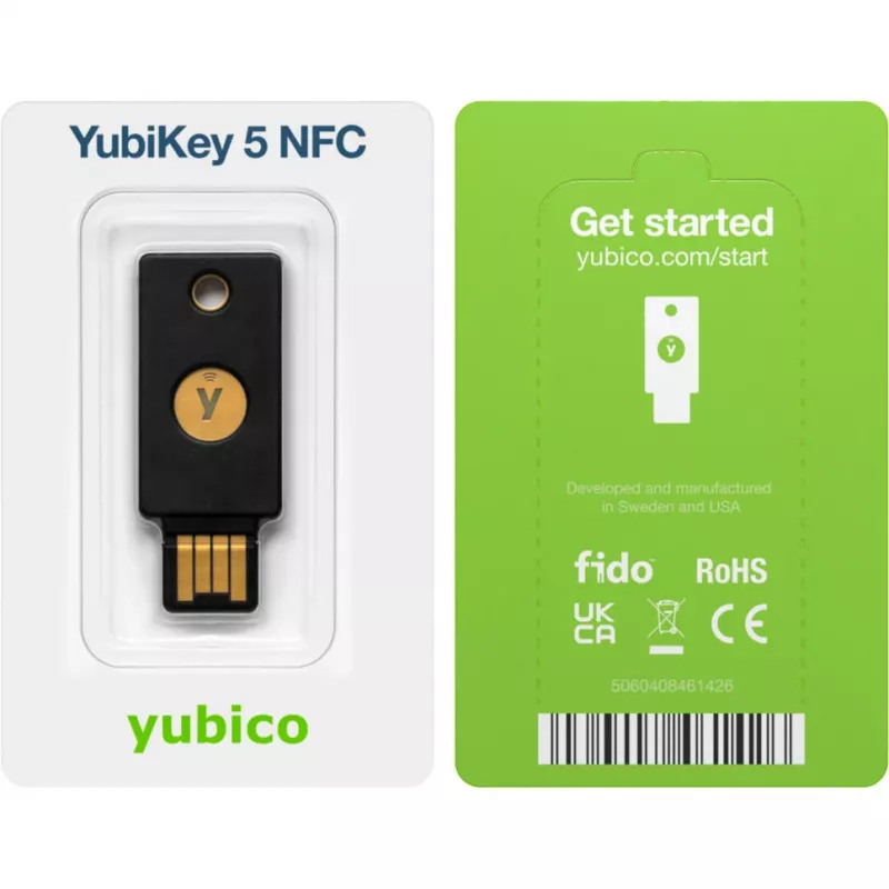 Llave de seguridad YubiKey 5 NFC pack de 2 (Negro/Oro, USB-A y NFC)
