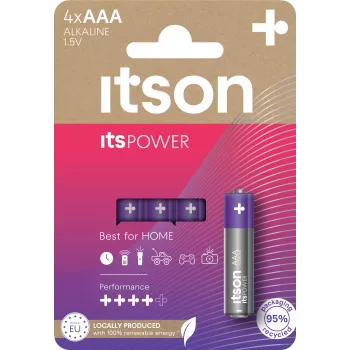 Pilas alcalinas ITSON LR03IPO/4CP AAA, 1,5 V, blíster de 4