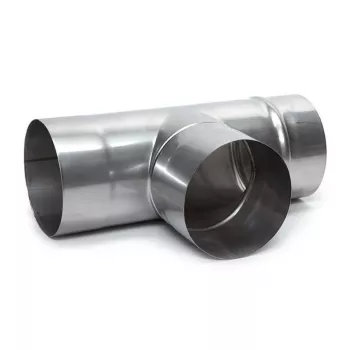 Conector en T de acero galvanizado para chimenea 107mm x 160mm 90°