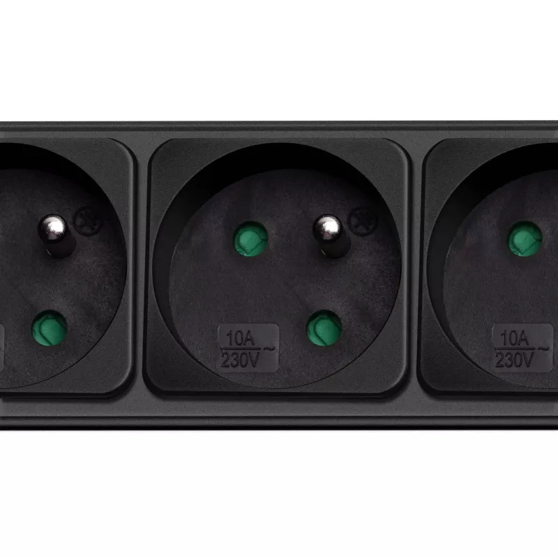 Akyga AK-SP-05A regleta de enchufes con protección contra sobretensiones, 5 x CEE 7/5 (tipo E), interruptor, 1,8 m, negra