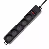 Akyga AK-SP-05A regleta de enchufes con protección contra sobretensiones, 5 x CEE 7/5 (tipo E), interruptor, 1,8 m, negra