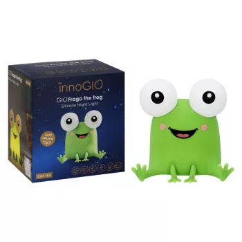 INNOGIO GIOFROGO luz nocturna LED rana GIO-165 - lámpara de silicona recargable con control táctil, 7 colores, temporizador