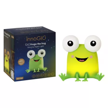 INNOGIO GIOFROGO luz nocturna LED rana GIO-165 - lámpara de silicona recargable con control táctil, 7 colores, temporizador