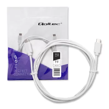 Qoltec cable USB 2.0 conector macho Type-C a conector macho Type-C 2m blanco
