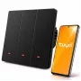 Qoltec interruptor de luz táctil inteligente Wi-Fi de 3 canales, negro