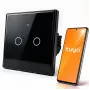 Qoltec 52712 interruptor de luz WLAN táctil inteligente de 2 canales, cristal templado, negro