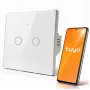 Qoltec interruptor de luz táctil inteligente de 2 canales Wi-Fi Tuya Smart Life cristal templado blanco