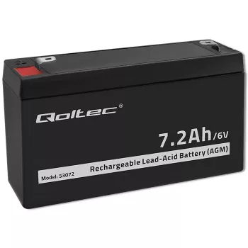Qoltec batería AGM 6V 7,2Ah VRLA recargable, plomo-ácido sellada, sin mantenimiento