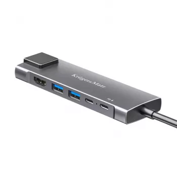 Adaptador hub multipuerto USB-C con HDMI 4K, 2x USB 3.0, USB-C datos, 100W PD, Gigabit Ethernet, gris espacial