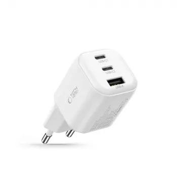 TECH-PROTECT NCA100W-GAN-AVS cargador de red GaN de 3 puertos PD 3.2 100W / QC3.0 blanco