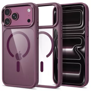 Tech-Protect Magmat funda transparente MagSafe para iPhone 17 Pro Max / 18 Pro Max - Rojo cereza oscuro