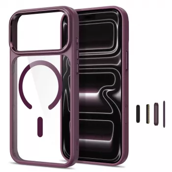 Tech-Protect Magmat funda transparente MagSafe para iPhone 17 Pro Max / 18 Pro Max - Rojo cereza oscuro