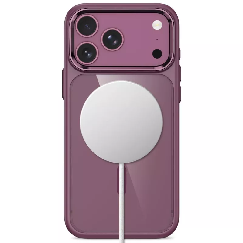 Tech-Protect Magmat funda transparente MagSafe para iPhone 17 Pro Max / 18 Pro Max - Rojo cereza oscuro