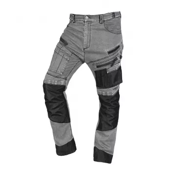 NEO TOOLS Pantalón de trabajo vaquero con refuerzos Oxford, gris, talla XXL (81-360-2-XXL)
