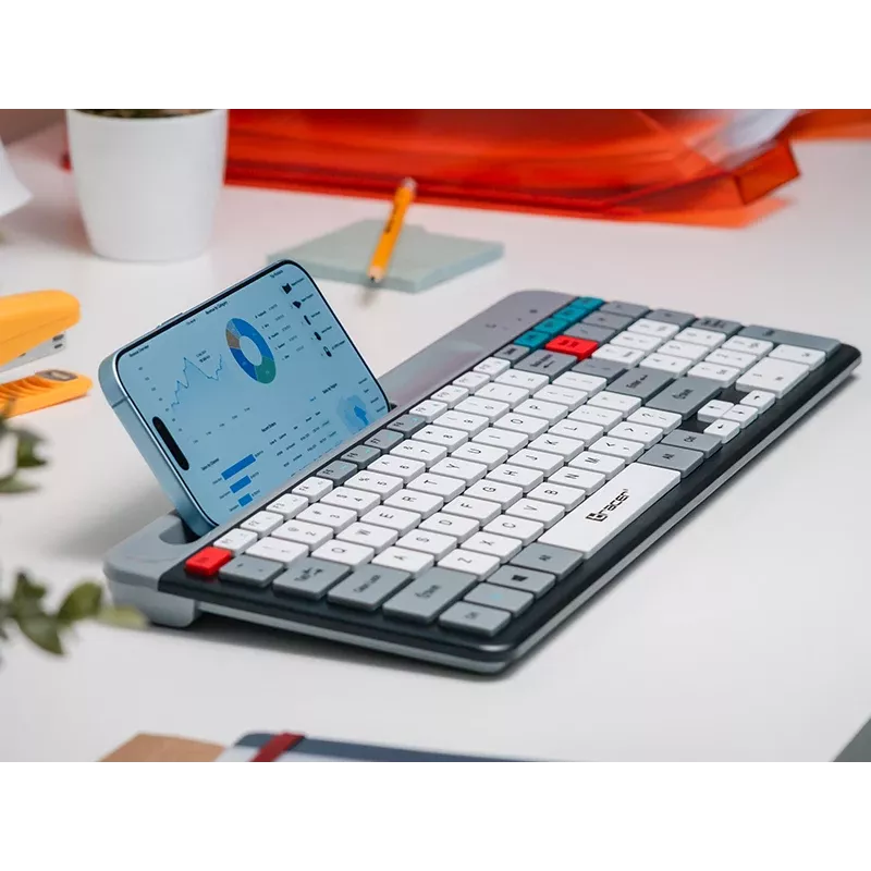 TRACER SHARP Teclado inalámbrico, 2,4 GHz, tamaño completo, QWERTY, Negro