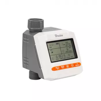 BRADAS Programador de riego electrónico White Line, temporizador de grifo LCD de 1 zona con retardo por lluvia, a pilas