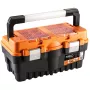NEO TOOLS Caja de herramientas 18 TOP-84-102 | Organizador con bandeja extraíble, 2 compartimentos y cierres metálicos