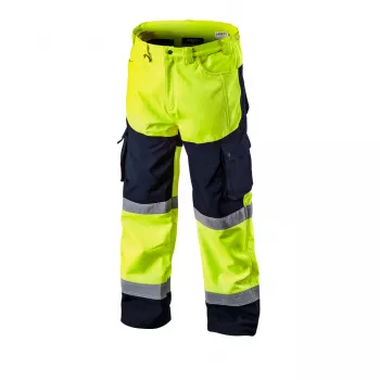 NEO TOOLS Pantalón softshell de alta visibilidad, amarillo fluorescente, talla XL