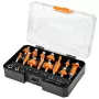 Set de 15 fresas de carburo de tungsteno NEO TOOLS con vástago de 8 mm en maletín de madera