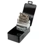 Set de 25 brocas para metal HSS-Co cobalto NEO TOOLS, 1,0–13,0 mm, rectificado completo, ángulo de punta 135°, DIN 338, estuche metálico