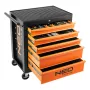 Armario de taller NEO TOOLS, 5 cajones + 117 herramientas, guías de cajones con rodamientos, cierre centralizado, carga estática 400 kg, negro
