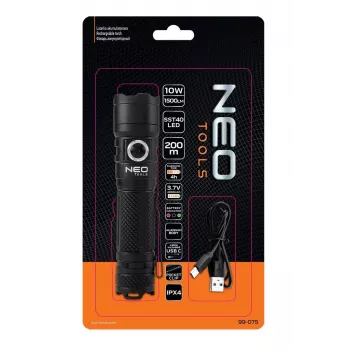 NEO TOOLS Linterna LED recargable USB C 1500 lm SST40