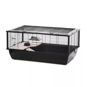 INZ INTER-ZOO Bob + Wood jaula para mascotas pequeñas negra 780x480x360 mm