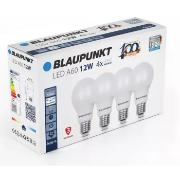 Blaupunkt bombilla LED E27 A60 1260 lm 12W 4000K, 4 unidades (BLAUPUNKT-E27-12W-NW-4)