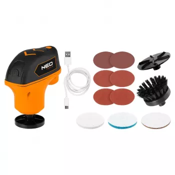 NEO TOOLS 04-604 mini pulidora todo en uno 4V Li-Ion USB-C set de herramienta rotativa