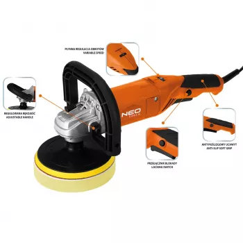 NEO TOOLS 04-701 pulidora rotativa 900W 150mm con velocidad variable y arranque suave