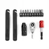 Kit de reparación de emergencia para bicicleta ROCKBROS - multiusos 16 en 1, minibomba, desmontables, parches, negro