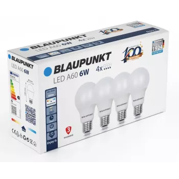 Blaupunkt bombilla LED E27 A60 600 lm 6W 4000K, 4 unidades (BLAUPUNKT-E27-6W-NW-4)