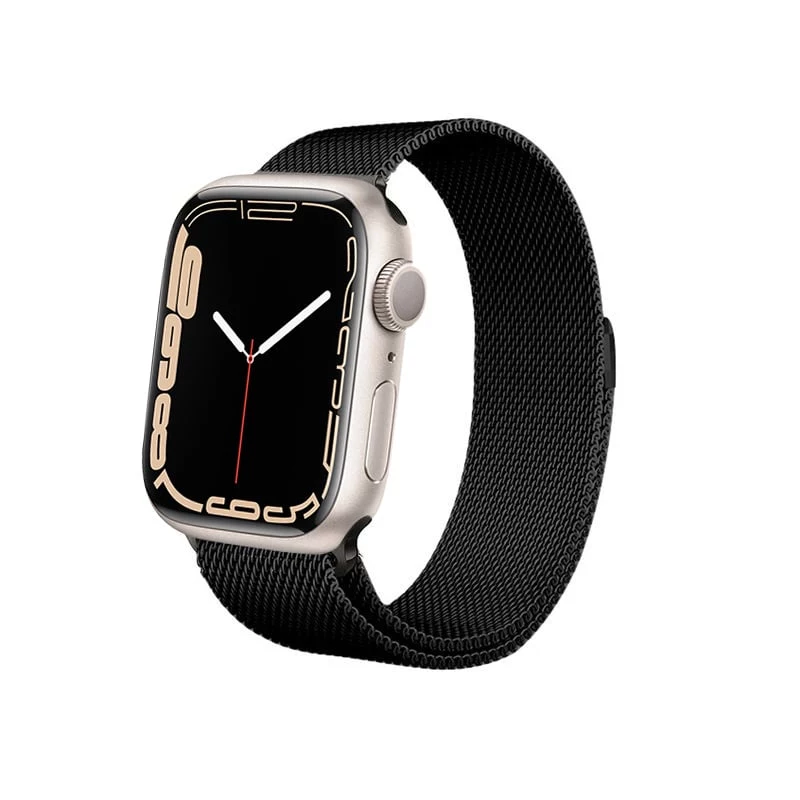 Crong Milano Steel - Correa de acero inoxidable para Apple Watch 44/45/46/49 mm (negra)