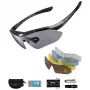 Rockbros 10003 gafas de ciclismo polarizadas con 5 lentes intercambiables, UV400, montura TR90, negro