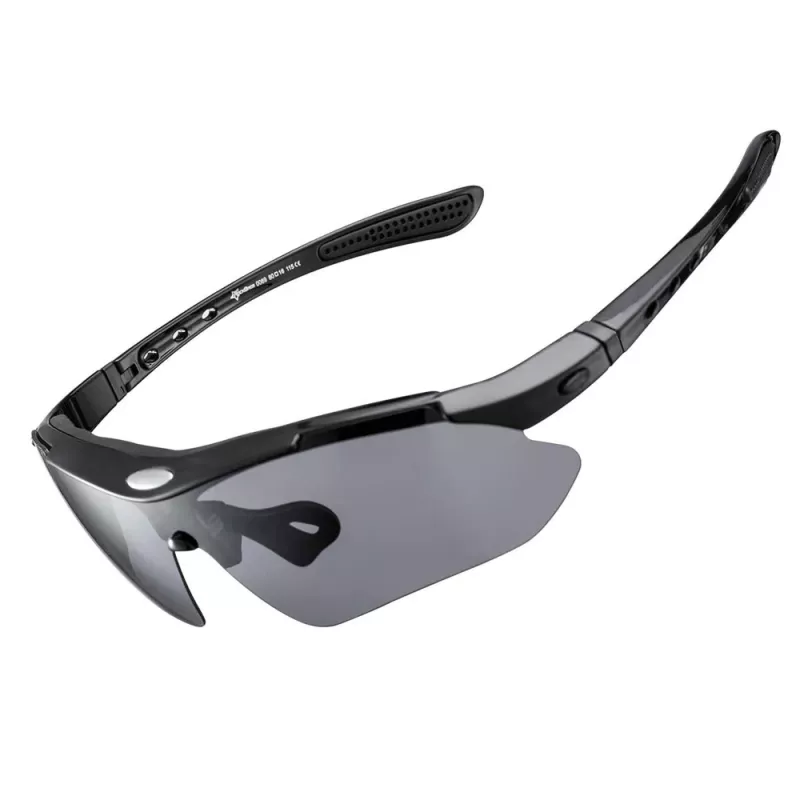 Rockbros 10003 gafas de ciclismo polarizadas con 5 lentes intercambiables, UV400, montura TR90, negro