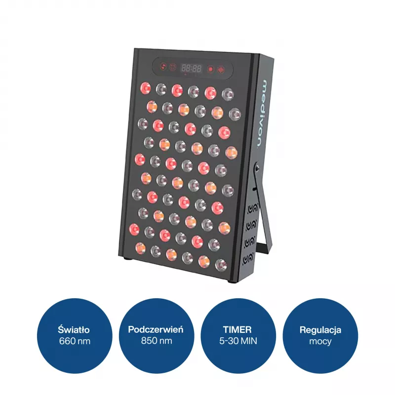 MEDIVON Lumera panel de fototerapia LED, luz roja e infrarroja, 120 LEDs, 630–1060 nm