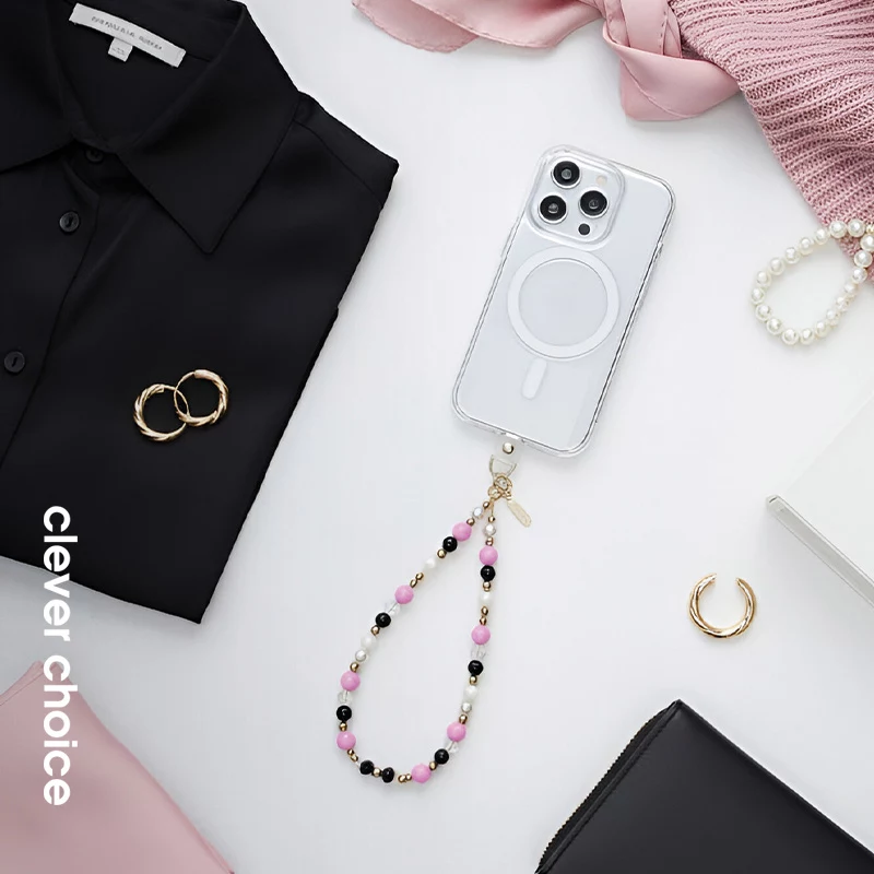 Crong Phone Charm - correa para móvil con elegantes abalorios (lanyard universal)
