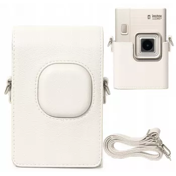 Funda protectora de piel PU gris LOVEINSTANT para Fujifilm Instax Mini LiPlay+ cámara instantánea híbrida con correa de hombro