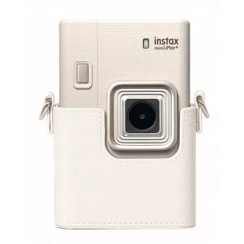 Funda protectora de piel PU gris LOVEINSTANT para Fujifilm Instax Mini LiPlay+ cámara instantánea híbrida con correa de hombro