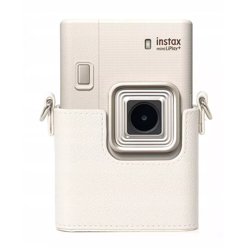 Funda protectora de piel PU gris LOVEINSTANT para Fujifilm Instax Mini LiPlay+ cámara instantánea híbrida con correa de hombro