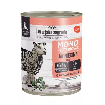 WIEJSKA ZAGRODA Mono Puppy cordero - comida húmeda para perros - 800g