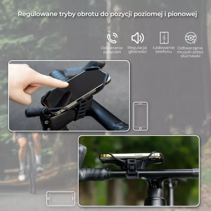 ROCKBROS soporte de silicona para móvil en bicicleta - negro