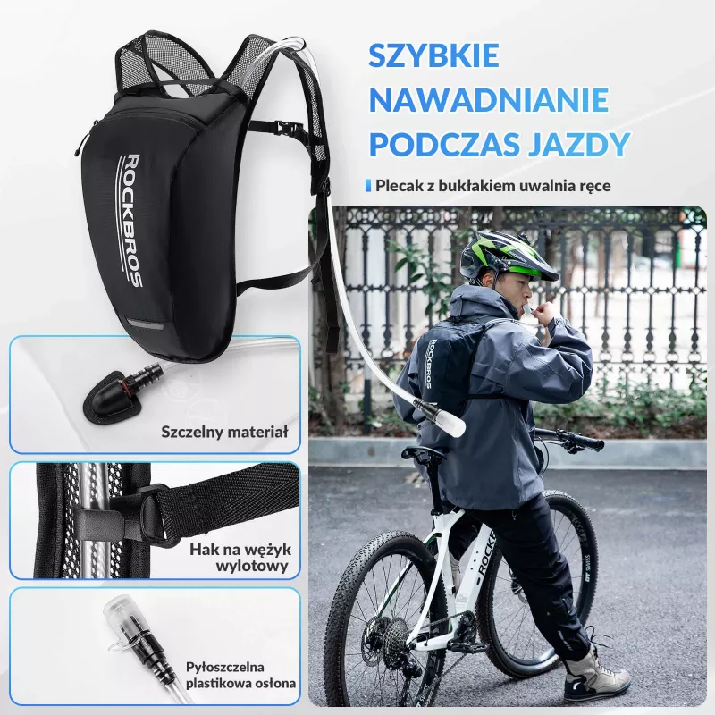 Rockbros H32 Mochila de hidratación con vejiga de 2L - Negro