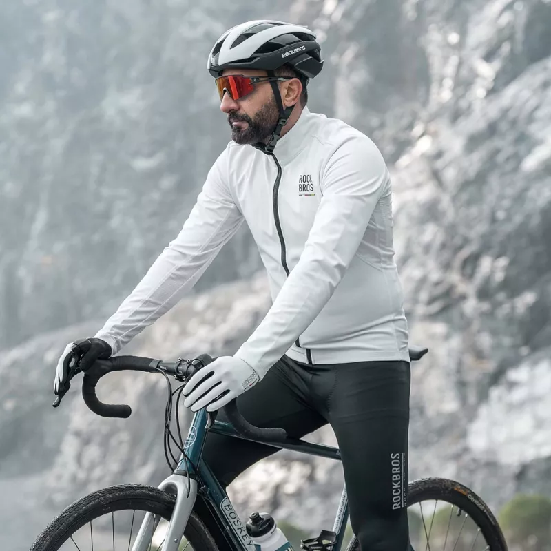 ROCKBROS ROAD TO SKY TLWT001 Chaqueta térmica cortavientos para ciclismo S Blanco
