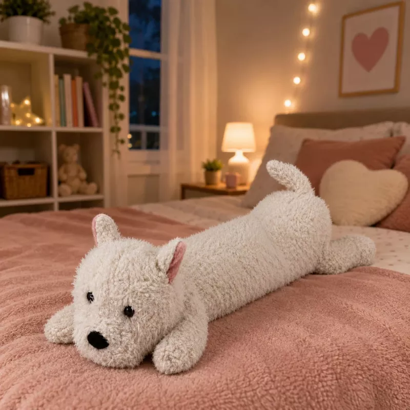 LEAN TOYS Perro de peluche West Highland Peluche Blanco 60 cm