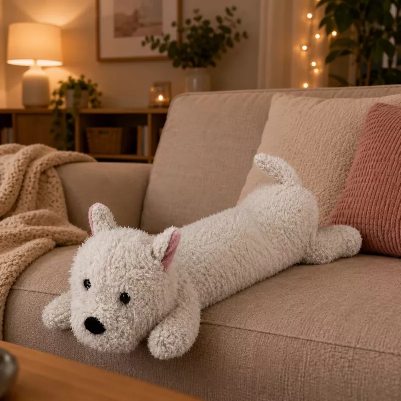 LEAN TOYS Perro de peluche West Highland Peluche Blanco 60 cm