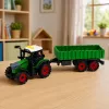 LEAN TOYS Tractor con remolque agrícola, propulsión por fricción, luz y sonido, 35 cm